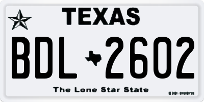 TX license plate BDL2602