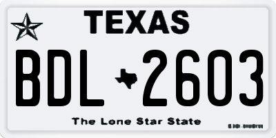 TX license plate BDL2603