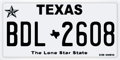 TX license plate BDL2608