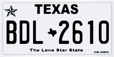 TX license plate BDL2610