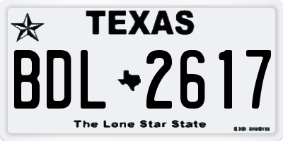 TX license plate BDL2617