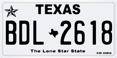 TX license plate BDL2618