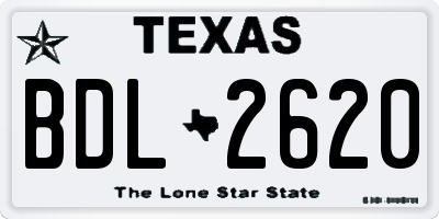 TX license plate BDL2620
