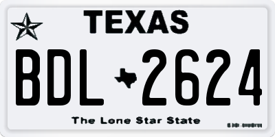 TX license plate BDL2624