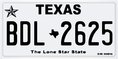 TX license plate BDL2625
