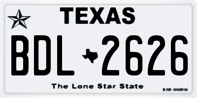TX license plate BDL2626