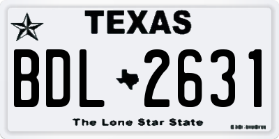 TX license plate BDL2631