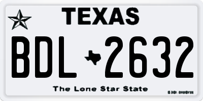 TX license plate BDL2632