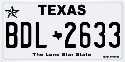 TX license plate BDL2633