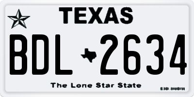 TX license plate BDL2634
