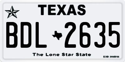 TX license plate BDL2635