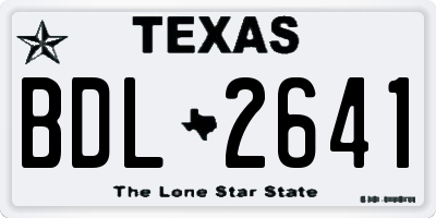 TX license plate BDL2641