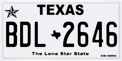 TX license plate BDL2646