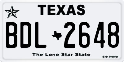 TX license plate BDL2648