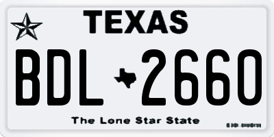 TX license plate BDL2660