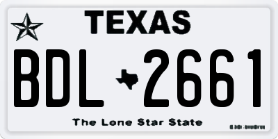 TX license plate BDL2661