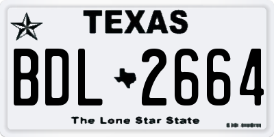 TX license plate BDL2664