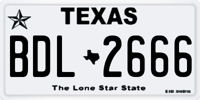 TX license plate BDL2666