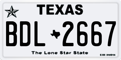 TX license plate BDL2667