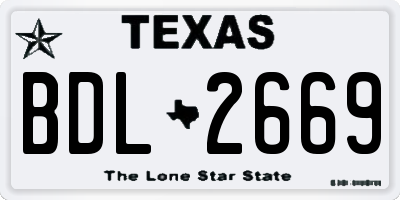 TX license plate BDL2669