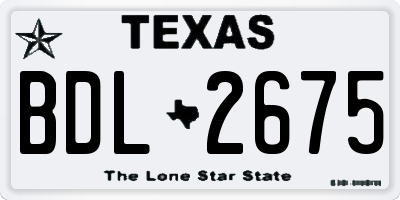 TX license plate BDL2675