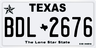 TX license plate BDL2676