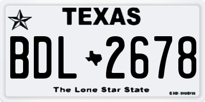 TX license plate BDL2678