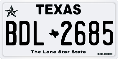 TX license plate BDL2685