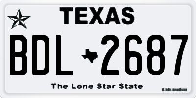 TX license plate BDL2687