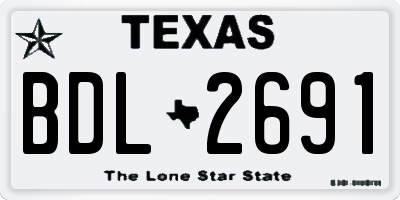 TX license plate BDL2691