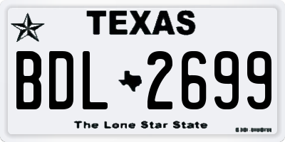 TX license plate BDL2699