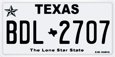 TX license plate BDL2707