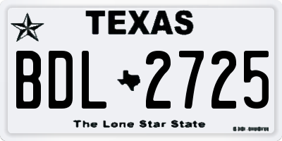 TX license plate BDL2725