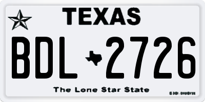 TX license plate BDL2726