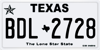 TX license plate BDL2728