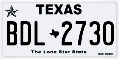 TX license plate BDL2730