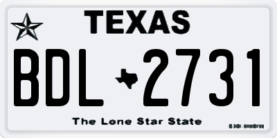 TX license plate BDL2731