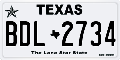 TX license plate BDL2734