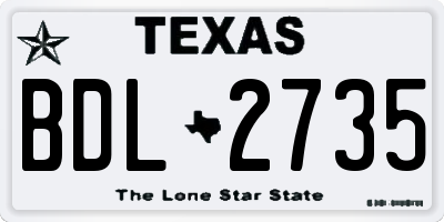 TX license plate BDL2735