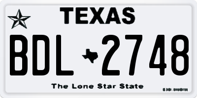 TX license plate BDL2748