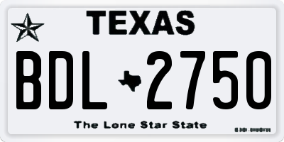 TX license plate BDL2750