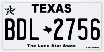 TX license plate BDL2756