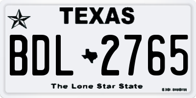 TX license plate BDL2765