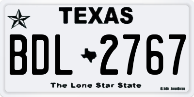 TX license plate BDL2767