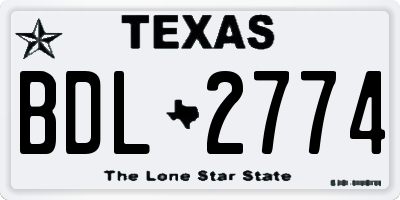 TX license plate BDL2774