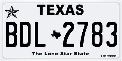 TX license plate BDL2783