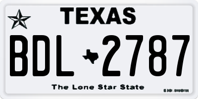 TX license plate BDL2787
