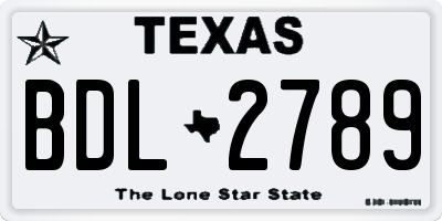 TX license plate BDL2789