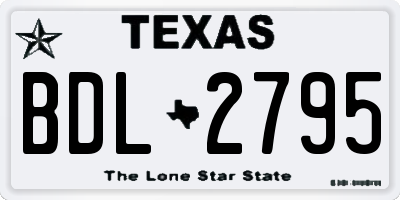 TX license plate BDL2795