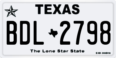 TX license plate BDL2798